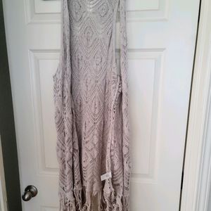 Crochet looking vest with fringe